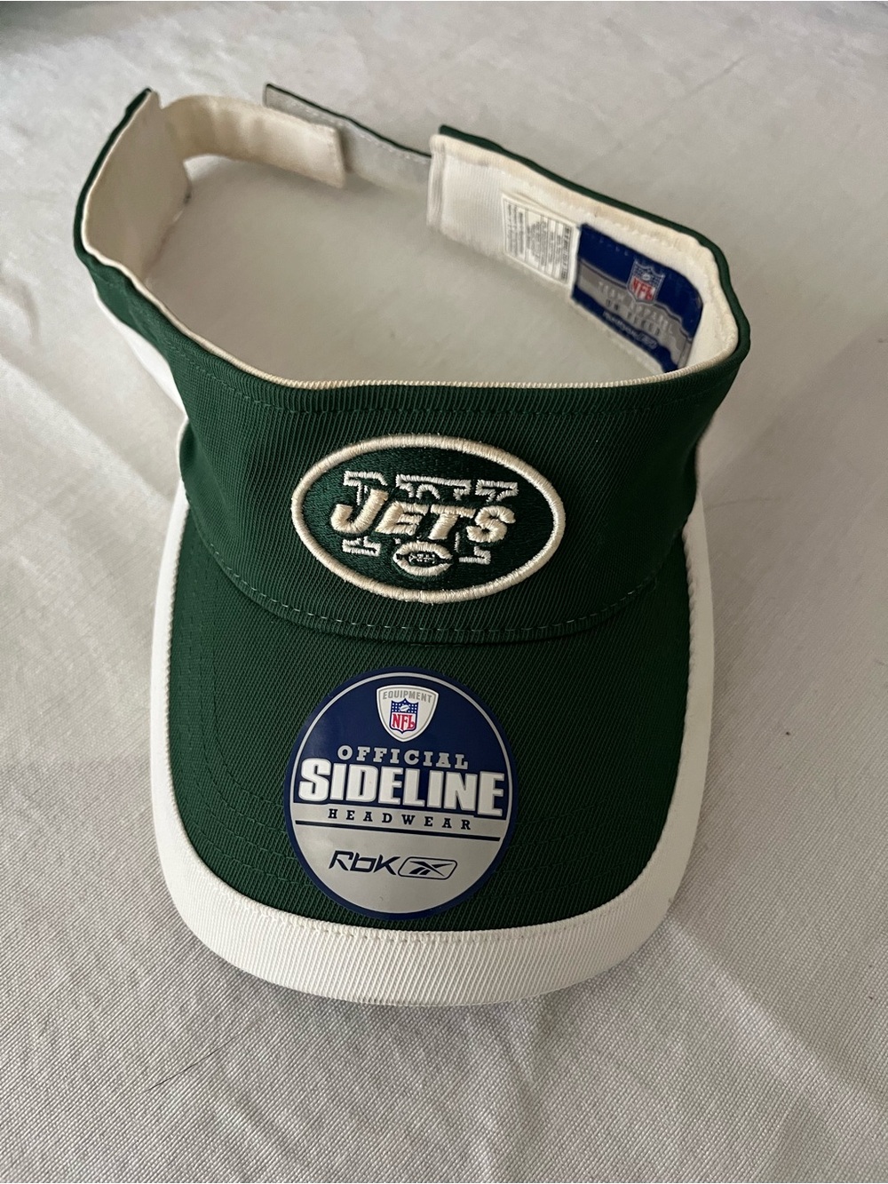 Reebok Green and White NFL Visor with New York Jets Logo